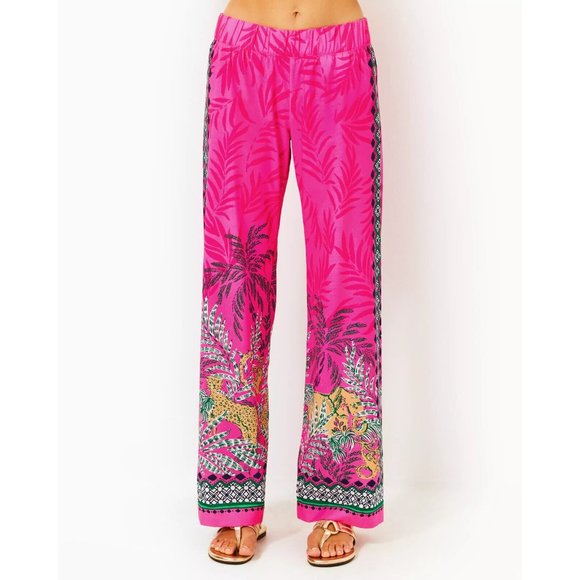 Lilly Pulitzer Pants - Lily Pulitzer Bal Harbour Palazzo Pant Pink Multicolor Wild Side Engineered Sz S
